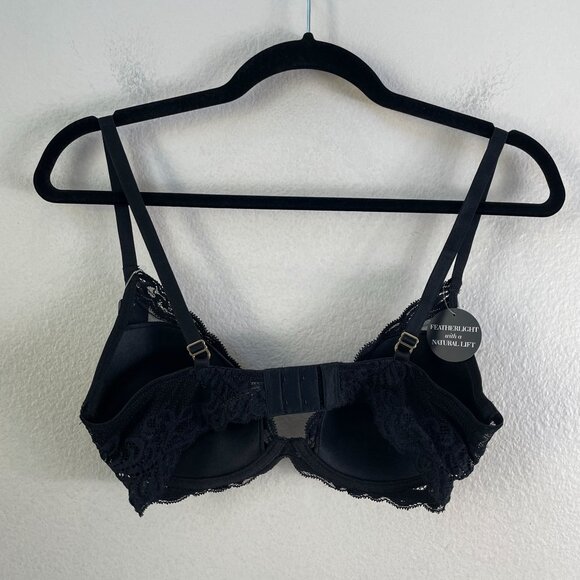 Natori Feathers Underwire Bra 36C Black Lace Nylon Mesh 730023 - Picture 10 of 10